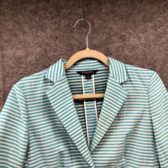 Brooks Brothers Stellita Fit Seersucker Blazer Womens Size 4 Blue White Stripe - Picture 7 of 10
